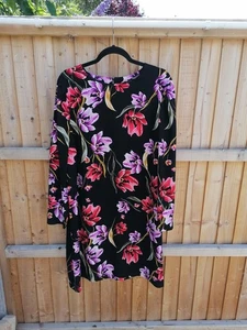 LADIES M&S COLLECTION BLACK/MULTICOLOURED FLORAL TUNIC SIZE 20 - Picture 1 of 5
