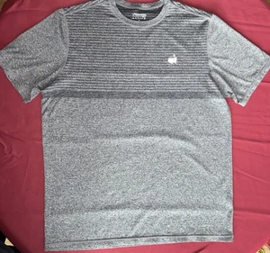 Masters Tech Active Gray Striped Performance Athletic T Shirt Mens Medium - Picture 1 of 17
