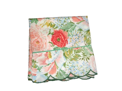 VINTAGE BURLINGTON ANASTASIA FLORAL GREEN CORAL (1) STANDARD PILLOWCASE 19 X 29 - Image 1 of 4