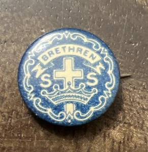 Original Vintage 1896 Cross and Crown Sunday School Littles System Award Button - Picture 1 of 3