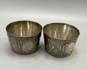 Antikes Set (2) Französische Sterling Silber Tasse & Untertasse Kein Mono - Bild 1 von 5