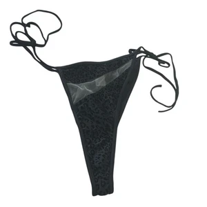 God Save Queens thong panty new black velvet textured mesh sheer string ties - Picture 1 of 5