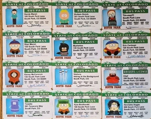 12 verschiedene SOUTH PARK Buspässe + KOSTENLOSER VERSAND - Bild 1 von 1