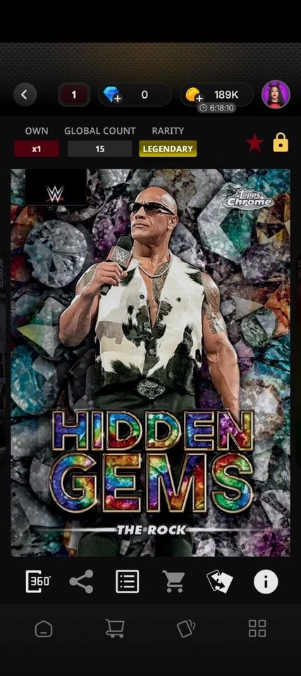 Topps WWE Slam Digital The Rock Hidden Gems Limited Edition /15 - Image 1 of 1
