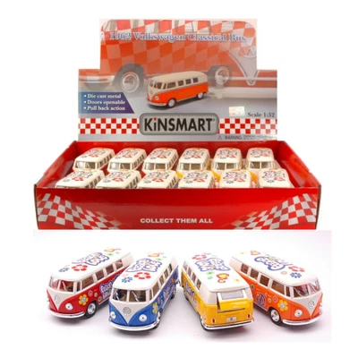 VW SAMBA BUS "FLOWER POWER" cm 12 (1 Modellino) 1:32 Kinsmart Modellismo Giocatt - Immagine 1 di 3