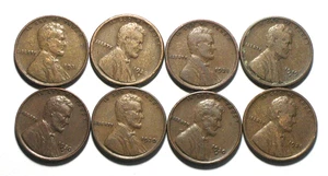 LINCOLN WHEAT CENT PENNY LOT NO DUPLICATES 8 COINS FREE SHIPPING - Picture 1 of 2