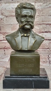 Famous Composer Bronze Sculpture Statue of Strauss Bust Austrian Music Artwork - Picture 1 of 10