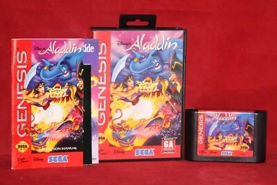 Disney's Aladdin (Sega Genesis, 1993) Authentic Game Cartridge, CIB Complete - Image 1 of 4