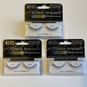 Lot Of 3- Color Impact False Lashes  - Enhances Brown Eyes - 110 Blue - Picture 1 of 3