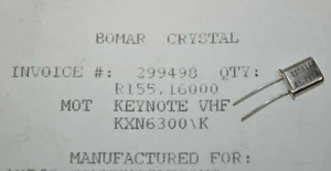 NOS BOMAR Radio Crystal Receive R 155.160 MHz MOT Keynote VHF KXN6300/K - Afbeelding 1 van 1