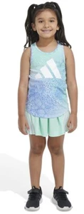 Adidas BLUE/GREEN Little Girls Ombre Tank Top & Skort Set, US 5 - Picture 1 of 4