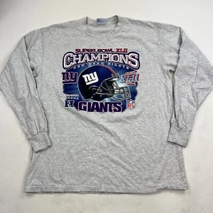 Vintage NY Giants Super Bowl 2008 Long Sleeve T Shirt Made USA Size XL New York - Picture 1 of 12