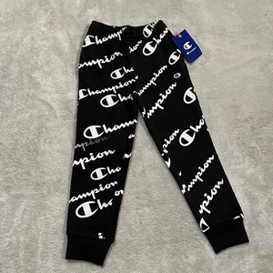 Champion Script Jogger Sweatpants Youth 4 Black White Athletic Pants - Picture 1 of 5