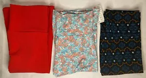 3 New Lularoe Skirts Small (2 Azure?) Solid Coral, Pastel & (Cassie) Blue Design - Picture 1 of 4