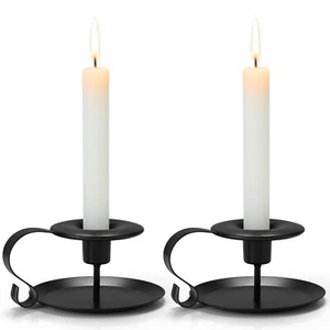 Taper Candle Holders, 2 Count Candlestick Holders, Black Candle Holder Decor - Picture 1 of 8