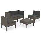 Vidaxl 5 Piece Patio Lounge Set With Cushions Poly Rattan Gray