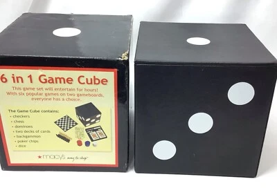 Juego de Cubos de Juego Macy's 6 en 1 Vintage Ajedrez Damas Poker Nuevo en Caja Foto 1 de 3