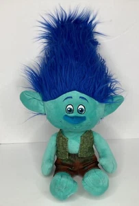 Trolls Película Rama Sonriente Pelo Azul Niño Peluche Troll 15" Relleno SIN Etiqueta Tush - Imagen 1 de 10
