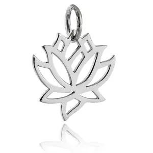 Lotus Flower Charm - 925 Sterling Silver - Tiny Namaste Yoga Flower Pendant NEW - Picture 1 of 1