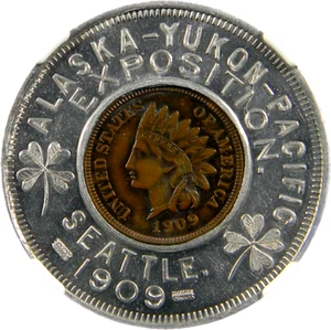 1909 Alaska Yukon Pacific Expo Encased Penny NGC MS 64 DPL (13-9) - Picture 1 of 6