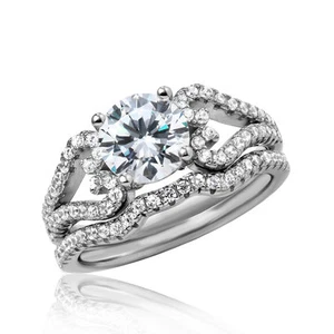 925 STERLING SILVER HEART ENGAGEMENT RING & BAND W/ LAB SIMULATE DIAMOND SZ 5-9 - Picture 1 of 3
