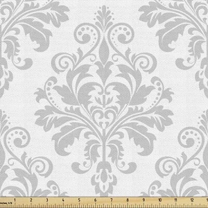 Ambesonne Damask Grey Fabric by The Yard Antique Baroque Pattern 3 Yards (Q3) - Picture 1 of 4
