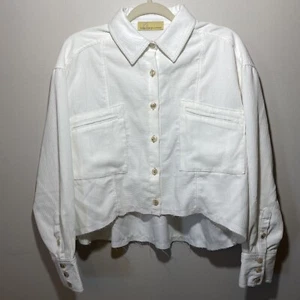 Camicia donna taglia S bianca in velluto a coste crop tasche con bottoni come molto amata - Foto 1 di 9