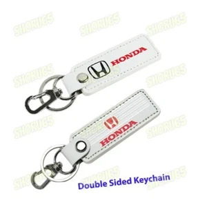 For Honda Keychain White Leather Key Ring Civic Accord Key Chain Holder Clip X1 - Picture 1 of 5