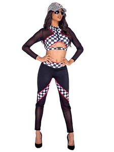 Race Car Driver Halloween Costume 2Pc Womens Sport Top and Pants Sizes S M L - Picture 1 of 6