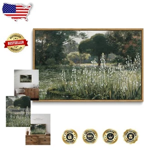 Elegant Vintage Wildflower Field Canvas Art - 16x24 Framed Home Decor - Picture 1 of 9