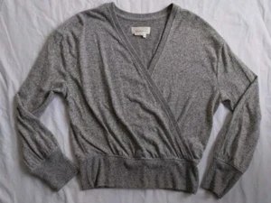 Anthropologie Faux Wrap Sweater Heather Gray Lightweight Soft Womens Size M - Picture 1 of 8