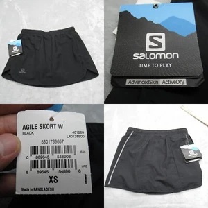 Salomon Agile Skort Women XS Black ActiveDry Short Lined Running Yoga Gym Hiking - Picture 1 of 16