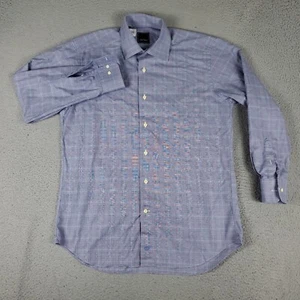David Donahue Shirt Mens Size 15.5 Blue Plaid Dress Button Up Long Sleeve * - Picture 1 of 9