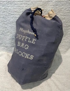 Vintage 60er Playskool 120 Primärfarben Holzblöcke & Seesack O’Blocks - Bild 1 von 5