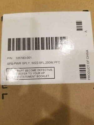 HP POWER SUPPLY 335183-001, 200W, IN HP OPEN BOX, NEVER USED. - Image 1 of 3