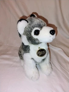 Platinum Plus 10" Gray Grey White Husky Wolf Dog Stuffed Plush Realistic NWT - Picture 1 of 9