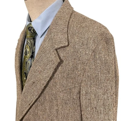 Pioneer Wear Blazer Mens 42 Tan Tweed Western Elbow Patch Rancher Wool Jacket - Image 1 of 4