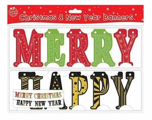 Merry Christmas & Happy New Year Bunting Garland Hanging Banner Home Decoration - Picture 1 of 2
