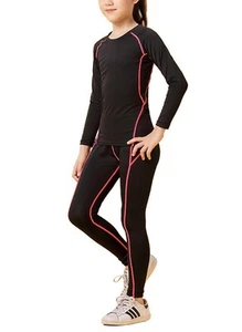 Girls Compression Sets Sport Base Layer Kids Thermal Underwear Suits Fitness ... - Picture 1 of 6