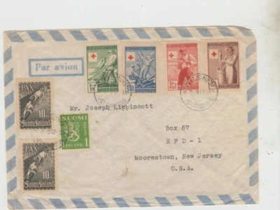 Finland 1947 Well Stamped Cover to USA with '46 Red Cross issues in postage - Image 1 of 2