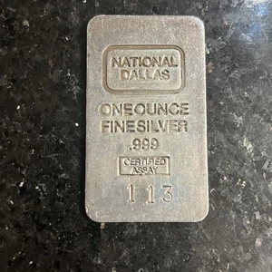 Vintage National Dallas 1 oz Silberbarren niedrige 3-stellige Serie - Bild 1 von 4