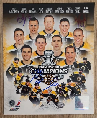 Foto firmada por Boston Bruins de 8x10 Zdeno Chara Patrice Bergeron +2 RAD automática Foto 1 de 4