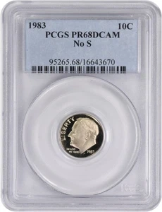 1983 No S Roosevelt Dime PR68DCAM PCGS - Bild 1 von 2