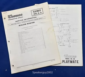 Original Thomas Organ Installation Manual & Schematics / Playmate 60 -- #2 - Picture 1 of 1