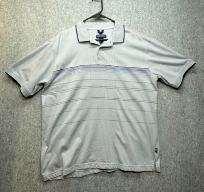 Camisa polo de golf Marquis de manga corta para hombre talla XL blanca con rayas azules Foto 1 de 4