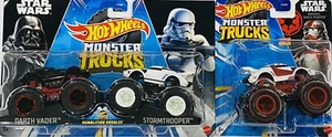 Hot Wheels Monster Trucks Star Wars Lote de 3 Darth Vader Stormtrooper Imperial - Imagen 1 de 4