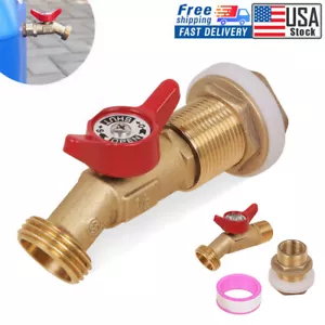 Brass Rain Barrel Spigot Quarter Turn Ball Valve Spigot with Bulkhead Fitting - Picture 1 of 13