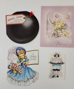 Vintage Lot of 4 Birthday Cards Hallmark Forget Me Not Harry Doehla Co 1940’s - Picture 1 of 6