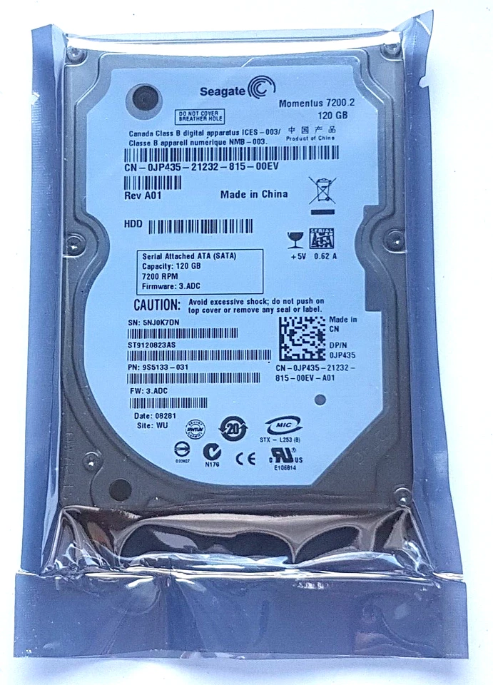 120 GB SATA Seagate Momentus 7200.2 ST9120823AS 8MB HDD 2,5 " Hard Drive New - Image 1 of 1