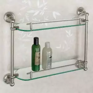 SIGNATURE HERRAJES Farber 19" Estante de baño de vidrio templado de dos niveles - Imagen 1 de 2